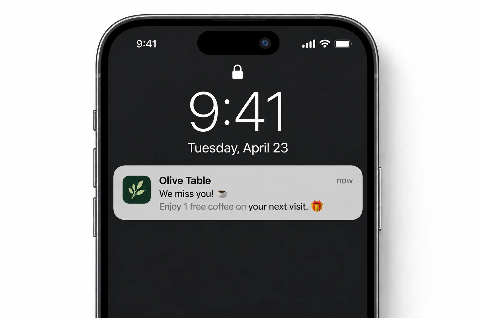 Olive Table promotional push notification artwork
