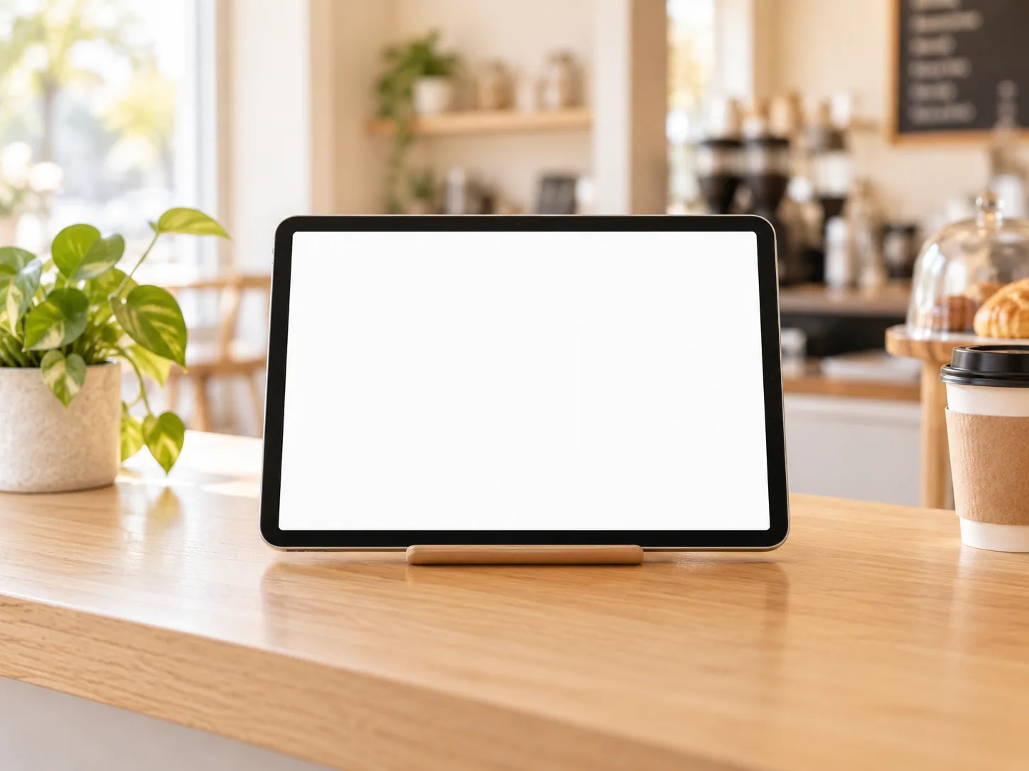 A tablet on a cafe counter showing new orders