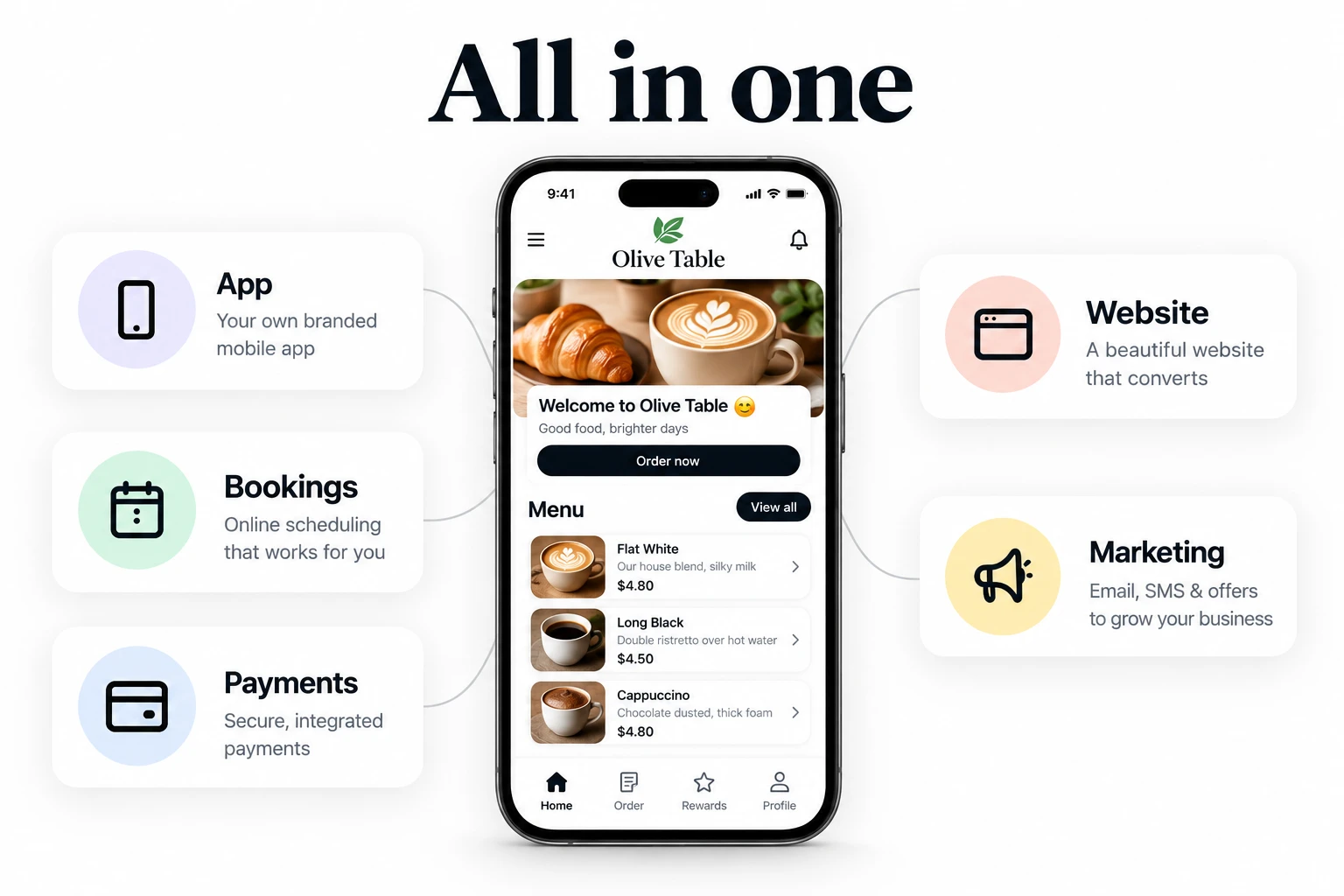 App, website, bookings and marketing promotional artwork